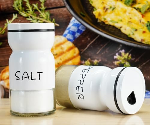 Pack of 2 Salt and Pepper Shaker Salt and Pepper Pots Salt and Pepper Set Salt Shaker Salt Pot Kitchen Accessories (White)