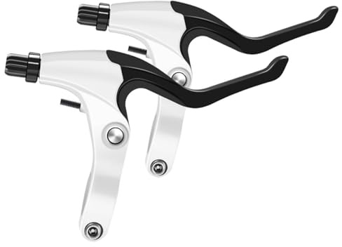 GsLxx 1 Pair Bike Brakes Lever, BMX Bicycle Brakes Levers, Aluminum Alloy Handle for Most Bicycle, Road Bike, MTB, BMX, Cycling(White)