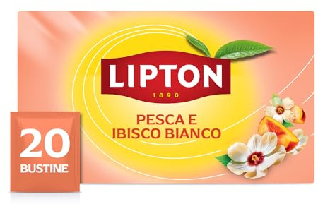Lipton | Tisana Frutta Pesca Paradise | 20 Filtri | Pesca e Ibisco Bianco | Gusto Rinfrescante| Senza Caffeina | Bustine Confezionate Singolarmente