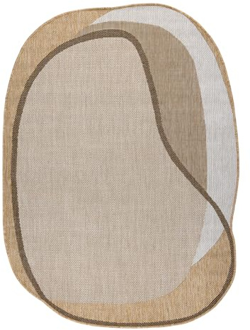 rugsx Organic 2123 Sisalteppich Stein Natur/Ecru - Moderne unregelmäßige Form, flachgewebt - Outdoor & Indoor Teppich - 160x220 cm
