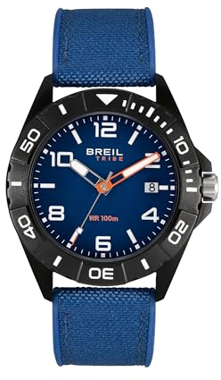 Breil, Collezione Black Horizon, Orologio Uomo, Orologio Solo Tempo, Cinturino in Nylon con Retro in Silicone, Cassa in Acciaio IP Black, WR 10 ATM, Idea Regalo Uomo