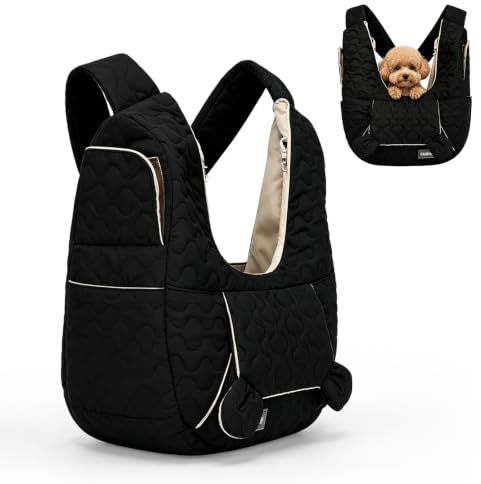 Sac De Transport pour Chien Jusqu'À 7 Kg, Sac À Dos pour Petits Chiens, Sac À Dos pour Chien, Sac Mains Libres, Écharpe De Transport pour Chien avec Sangle Réglable, pour La Marche, Les Activités