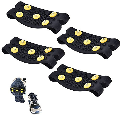 Eshylala 1/2 Pair Slip-on Shoe Grippers,Snow Ice Climbing Anti Slip Spikes Grips Shoes Cover for Men Women Children