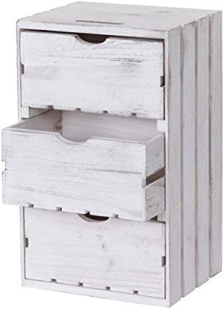 Mendler Kommode HWC-C62, Schubladenkommode Holzkiste, Shabby-Look Vintage 3 Schubladen 53x32x26cm - weiß