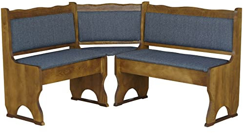 k koma Imbottitura Panca angolare in legno di pino, colore rovere con imbottitura in legno massello – nuovo grigio scuro (100 x 100)