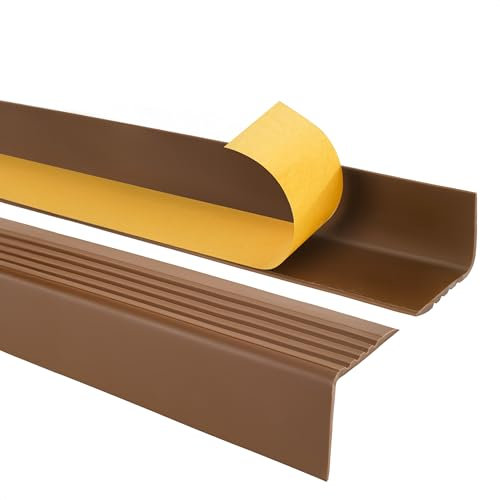 Quest Stair Edge Profile Self-Adhesive PVC Plastic Stair Edge Protection 50 x 42 mm Brown 90 cm