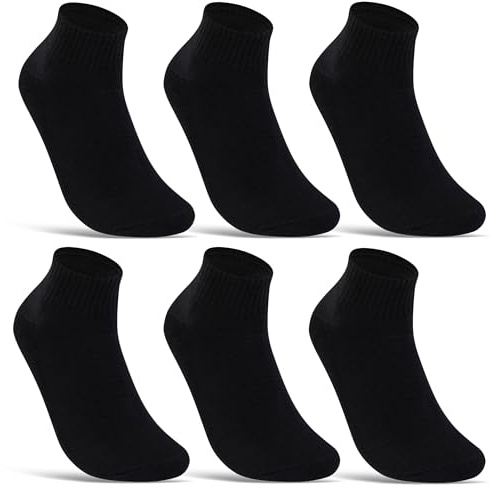 sockenkauf24 6 Paia di Calzini Sportivi Corti Uomo Donna Calzini Suola in Spugna Cotone 16200 (43-46 6 paia Nero)