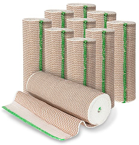 Vakly Elastic Bandage Wrap Roll 6 x 5 Yards (10 Pack) – Self-Closure Compression Bandage for Knee, Ankle & Wrist Support, First Aid Wrap for Sports, Sprains & Everyday Support
