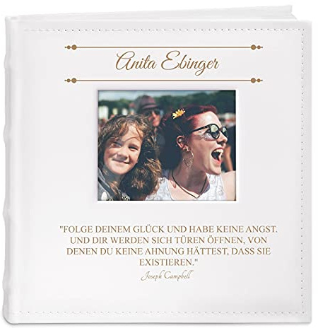 Maverton Einsteckalbum mit Aufdruck - 21x22cm - Fotoalbum für 200 Fotos 10x15cm - 100 Seiten - Weiß - Geburtstagsgeschenk für Damen - Zitat