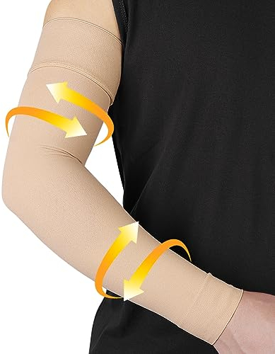 beister Medizinische Kompression Arm Sleeve Damen & Herren (1 Stück), 20-30 mmhg Kompressionsärmel mit Gepunktetem Silikonband, Ellbogenbandage, Armbandage für Krampfadern, Lymphödem, Arthritis.