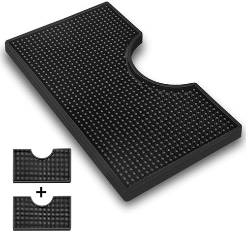Esatto Beer Drip Tray, Non-Slip Rubber Kegerator Surface Mount Drip Tray Mat, Beverage Bar Drip Tray with Draft Beer Tower Spill Mat Flange Cutout Beer Coffee Service Mat Counter Top Drip Tray (2)