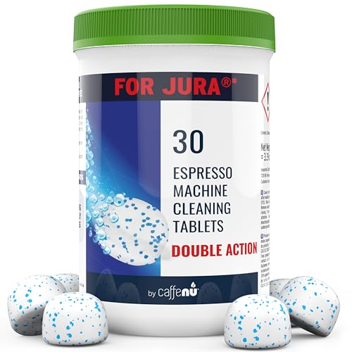 Caffenu Jura Reinigungstabletten (30 Tabletten) - Kompatibel mit allen Home & Pro Jura Kaffeemaschinen - Espresso Reinigungstabletten reinigt Innenteile, Siebträger, unzugängliche Bereiche