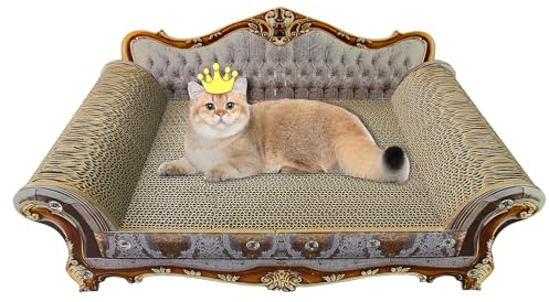 LitaiL Kratzbrett aus Pappe für Katzen, Luxury Katzen Sofa, Kratzpappe mit Katzenminze, 2 in 1 Katzenkratzbretter für Sofaschutz, Maße 55 x 32cm, grau