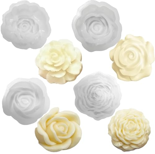WYAHYQ 4Stück Silikonformen Blumen Gießformen Rose Form Silikon Kerzenformen zum Gießen