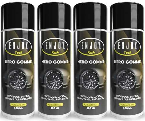 ENJOY TECH Nero Gomme Auto – Lucidante e Protettivo per Pneumatici e Guarnizioni, 500 ml. Nero Brillante, Protegge da Agenti atmosferici e invecchiamento, Facile da Usare (4)