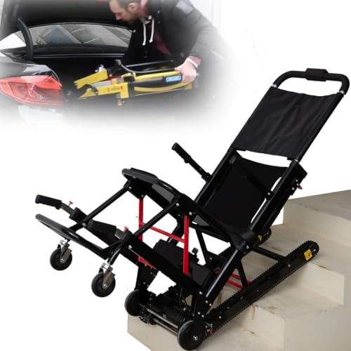 FANGZHL Montascale per Anziani,Sedia Pieghevole Portatile,Scala Cingolata Elettrica,Sedia A Rotelle per Salire Scale,Carico 165 Kg/363 Libbre,Telaio in Lega di Alluminio A
