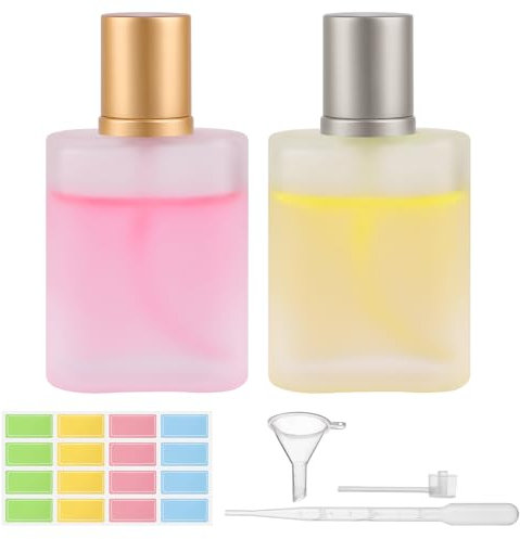 Deepton 2 Stücke Parfum Flakon Leer, Parfümzerstäuber, Parfümzerstäuber Nachfüllbar, Flacon zum Befüllen, Perfume Atomizer,Zerstäuber Parfüm, Parfum Zerstäuber mit Zerstäuberpumpe und Trichter(30ml)
