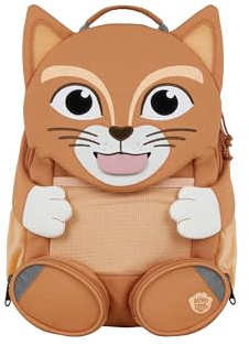 Affenzahn Amigo grande mochila infantil sostenible 3-5 años guardería 8L funcional y divertida Gato - Marrón