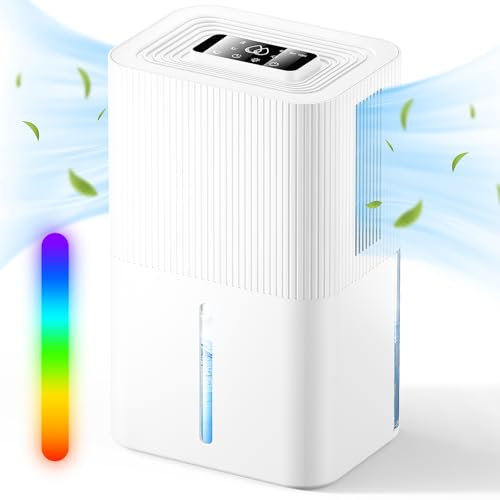 Luftentfeuchter Elektrisch 2700ML - Hocheffizient, Leise mit Automatischer Abtauung, Farblicht, Timer-Funktion & Automatischer Abschaltung - Ideal für Schlafzimmer und Badezimmer
