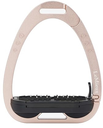 LeMieux Vector Control Stirrup - New Generation - Spring Loaded Hinged Arm - Cross Track Grip Surface - Rose Gold