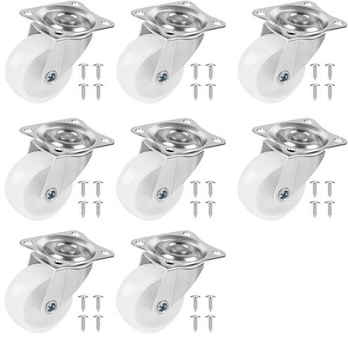 Flintronic 8 PCS Swivel Castors, 40mm Castor Wheels without brake (1.5 Inch), Furniture Trolley Wheel with Double Ball Bearings, Heavy Duty Caster-Wheel for DIY Industrial Applications