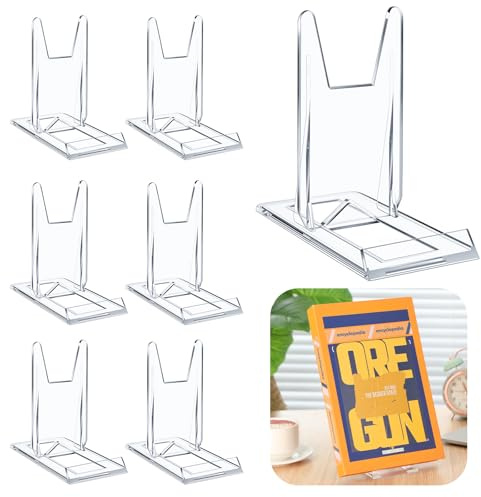 12 Pack 5.91 Inch Acrylic Book Stand for Display Adjustable Clear Display Holder Easel Collector Stand for Home Office Back to School Comic Album CD Magazine Postcard Artworks(5.91 x 6.1 x 3.15 Inch)