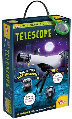 Lisciani - I'm A Genius - Télescope pour Enfants dès 7 Ans - Jeu Educatif Astronomie - Observation des Etoiles et Nature - Zoom x20 x30 x40 - Idée Cadeau Anniversaire - Expériences Scientifiques