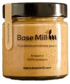 Base Mill Pâte de Cacahuètes 100% Bio (200g) – Fabriquée Artisanalement en Moulin de Pierre, Sans Sucre Ajouté, Sans Gluten, Riche en Fibres, 100% Végane, Idéale pour les Glaces Maison