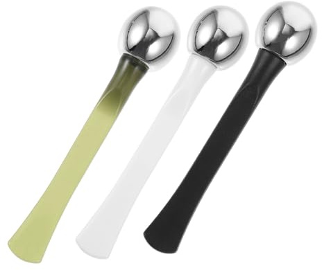 OUNONA 3 pezzi Bastoncini Massaggio per Occhi Cucchiaio per Maschera e Applicatore Crema Riduce Occhiaie e Gonfiore Stimola la Circolazione Cutanea Facile Usare Colori Bianco Scuro