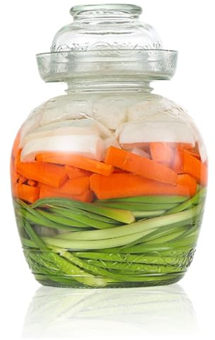 Peosaard Contenedor de pepinillos 2.5 l frasco de fermentación de grado alimenticio contenedores de kimchi tradicionales con tazón