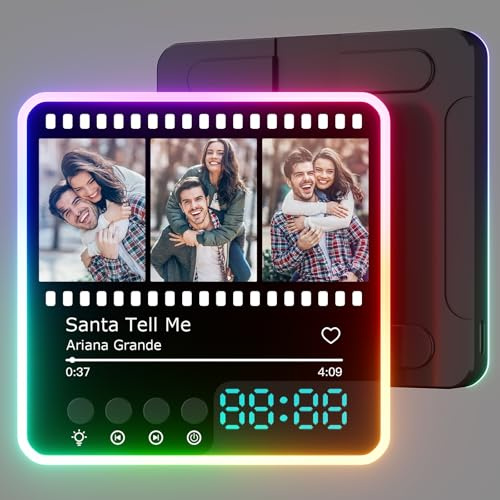 witfox Magnete da Frigorifero con Musica - Calamita Personalizzata con luce e orologio - Music Frigo Magnet con Foto e Canzone Spotify - Idea Regalo Calamite Frigorifero per Natale, San Valentino