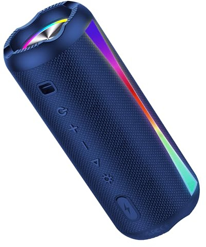 dotn Bluetooth Speaker 30 W Dual Speaker Powerful Bass Bluetooth 5.4 IPX5 Waterproof 30 Hours Battery Life TWS USB-C RGB Lights with Microphone Calls Party