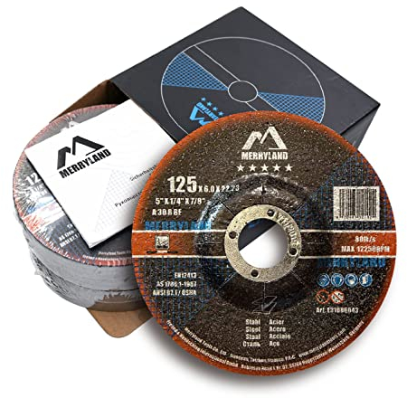 Merryland Disco de Desbaste 125 Metal para Amoladora Angular, 125 X 6,0 X 22,23 mm Disco Amoladora 10 Piezas, Acero Hierro, Experto-Line E31086043