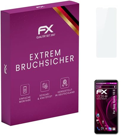 atFoliX Protection Écran Film de verre en plastique compatible avec Sony Xperia 10 II Verre film protecteur, 9H Hybrid-Glass FX Protection Écran en Verre trempé de plastique