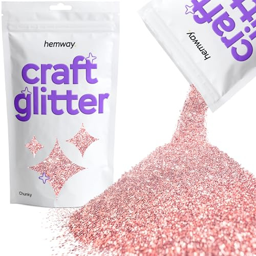 Hemway Craft Glitter Light Rose Gold 100g Chunky Glitter | for Crafts, Resin, Cosmetic, Nail, Face, Body, Festival, Tumblers, Art, Candle, Crafting