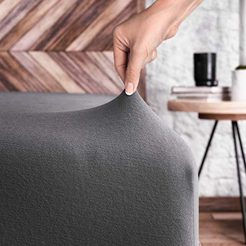 Wolkenfeld Spannbettlaken 90x200cm bis 100x200cm - 100% Baumwolle - Superweiches Jersey Bettlaken für Matratze, Boxspringbett oder Topper - 5 bis 20cm Matratzenhöhe, Anthrazit