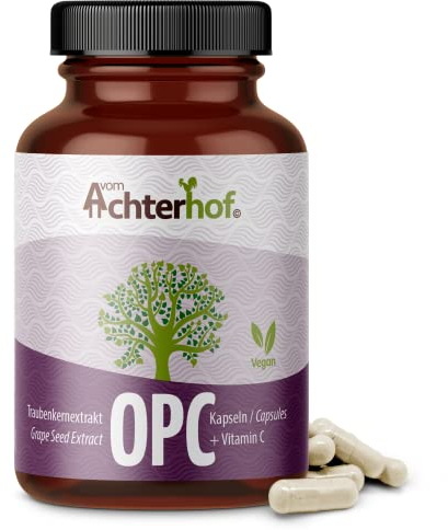 OPC Traubenkernextrakt 200 Kapseln | 584mg Traubenkernextrakt pro Kapsel davon 350mg OPC | Hochdosiert und kaltgepresst | frei von künstlichen Zusätzen | vom Achterhof