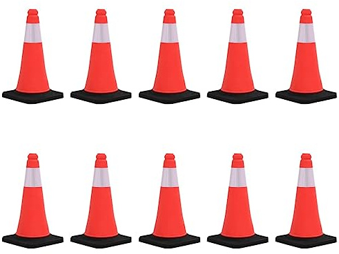 vidaXL 10x Cônes de Signalisation Réfléchissants à Base Lourde Cônes de Marque Cônes d'Avertissement Chantiers de Construction 50 cm