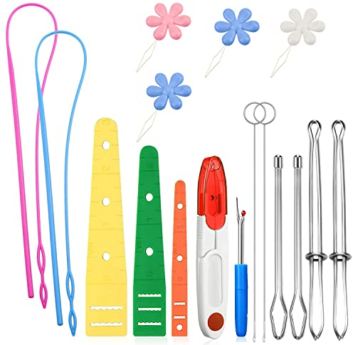 17-teiliges Einfädelwerkzeug-Set für Kordeln, Einfädelwerkzeuge für Kordeln, Easy Threader Einfädelset für Kordeln, flexibler Einfädler für Kordeln, Einfädler für flache elastische Kordeln