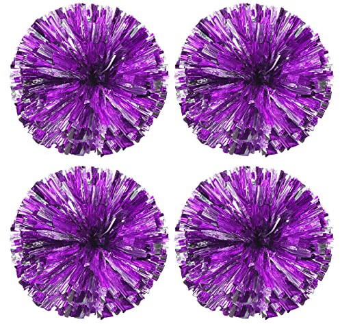 PATIKIL Cheerleading Pom Poms, PET Cheer Pom with Finger Holes for Sport Game Team Spirit Fun Dance