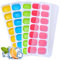 Ice Cube Tray, Pack of 4 Colours Ice Cube Trays with Non-Spill Lids, Flexible Ice Moulds with Silicon Base for Easy Release Ice Cubes, LFGB Certified BPA Free