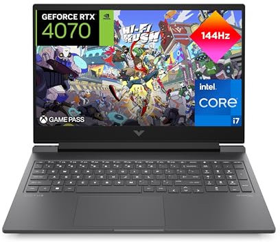 HP Victus 16-r1006ns Gaming-Laptop, Intel Core i7-14700HX, 32 GB RAM, 1 TB SSD, NVIDIA GeForce RTX 4070, 144 Hz, ohne OS, Silber, spanische QWERTY-Tastatur