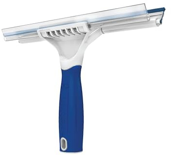 Unger Professional Connect and Clean 10” Glass and Tile Shower Squeegee, Compatible with Standard Threaded Pole, 2-in-1 Bathroom Cleaning Supplies, Cleaner for Showers and Mirrors, Streak-Free Results