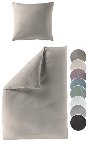 liebling Satin Bettwäsche Taupe, 1 x Bettbezug 135 x 200 cm + 1 x Kissenbezug 40 x 80, Bettzeug aus 100% seidig weicher Baumwolle, 60 Grad, Ökotex Made in Green