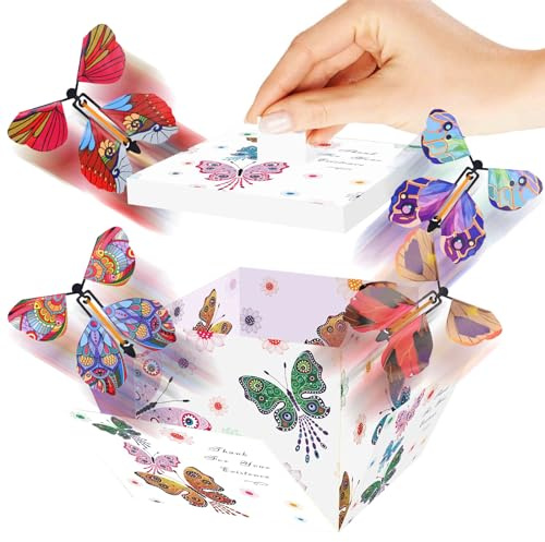DGUSO Papillon Boite 1 Pièce Cadeau Papillon Explosion Box,Boite Surprise Anniversaire,Explosion Boîte Avec Papillon Volant Boîte Cadeau,Boîte Cadeau à Surprise pour Anniversaires