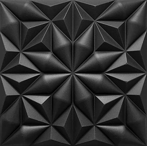 Deccart - 3D Wandpaneele 50x50 cm - Paneele Wand Wall Panels Deko Wandverkleidung Innen Panel Deckenverkleidung Decke Deckenpaneele Platten Styropor EPS-Polystyrol Onyx 12 m², 48 Stück,Schwarz