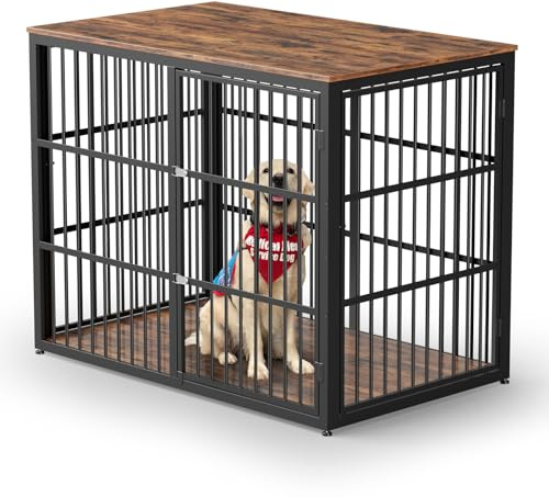 Lyromix 48'' XXL Dog Crate Furniture with 3 Doors,Wooden Crate End Table Heavy Duty Indoor Combination Cage for Medium to Large Dogs, Multiple Units Can be Combined