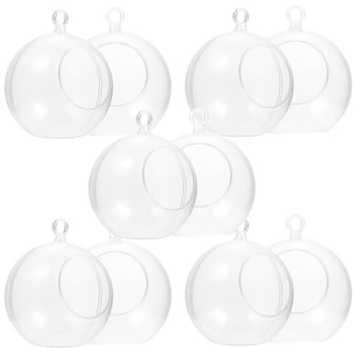 Garneck 10pcs Plastic Hanging Globe Balls, 8cm DIY Clear Fillable Craft Ball Ornaments for Christmas Tree, Terrarium Tea Lights Candle Holder Air Plant Succulents Holder