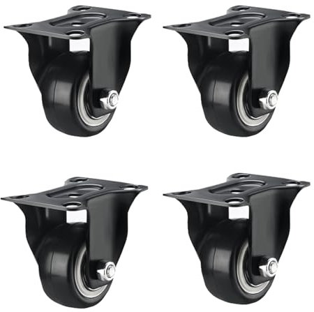 JTPMYFT Ndustrial Swivel Caster With Brake, 30kg Heavy Duty Polyurethane Roller For Coffee Table, Trolley, Tool Box(3inch,Fixed wheel)