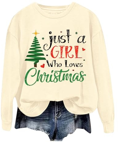 Pull de Noel Femme Motif Verre à Vin et Flocons de Neige Sweatshirts Hiver Automne Manches Longues Col Rond Moche de Noel Pullover sans Capuche Décontractés Haut Tops Costume Père Noël Grande Taille
